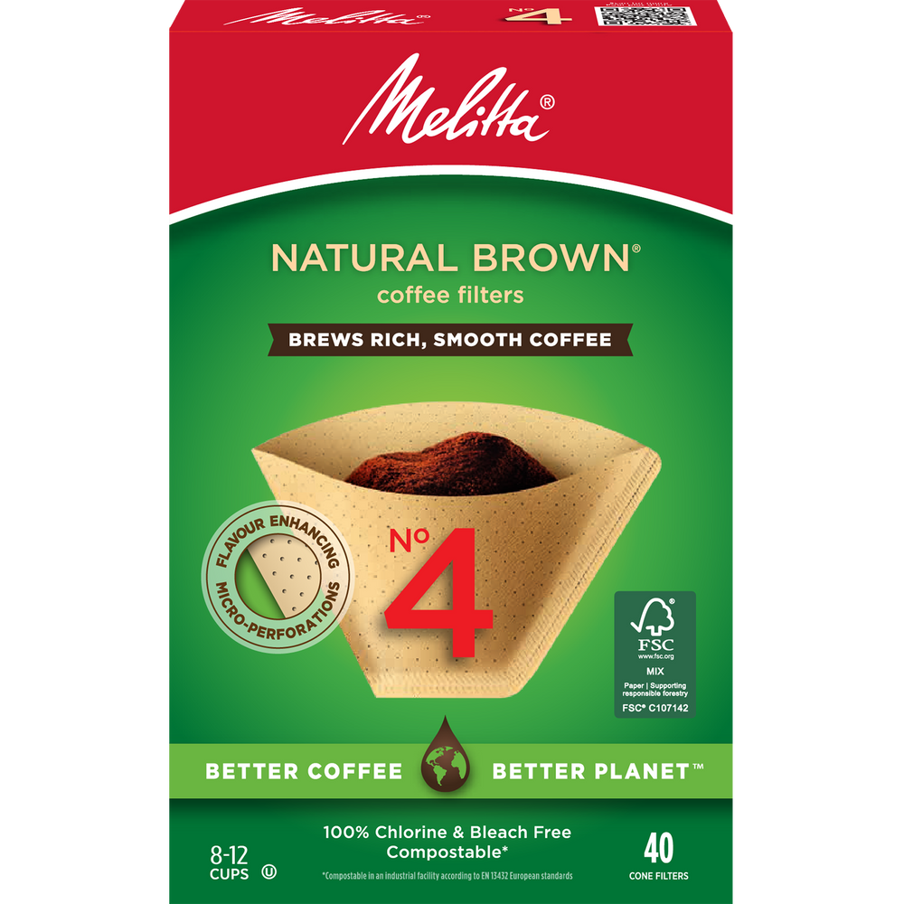 Natural Brown #4 Cone Filters - 40 Count